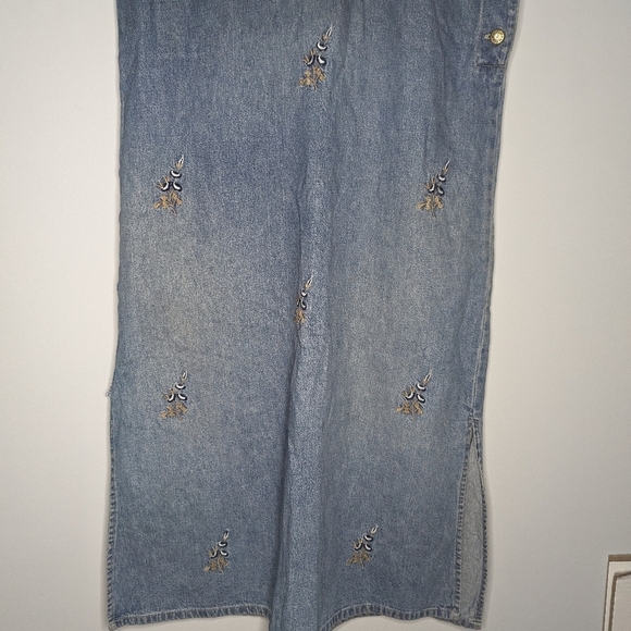 Y2K Vintage Cottagecore Floral denim Maxi Dress Woman's Medium - Picture 3 of 4